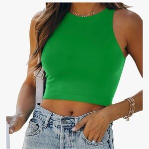 Green Sleeveless Crop Top